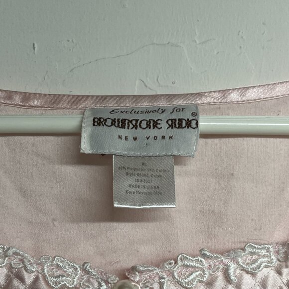 Vintage Brownstone Studio Women's XL Pink Nightgown Embroidered Floral Collar - Picture 3 of 6